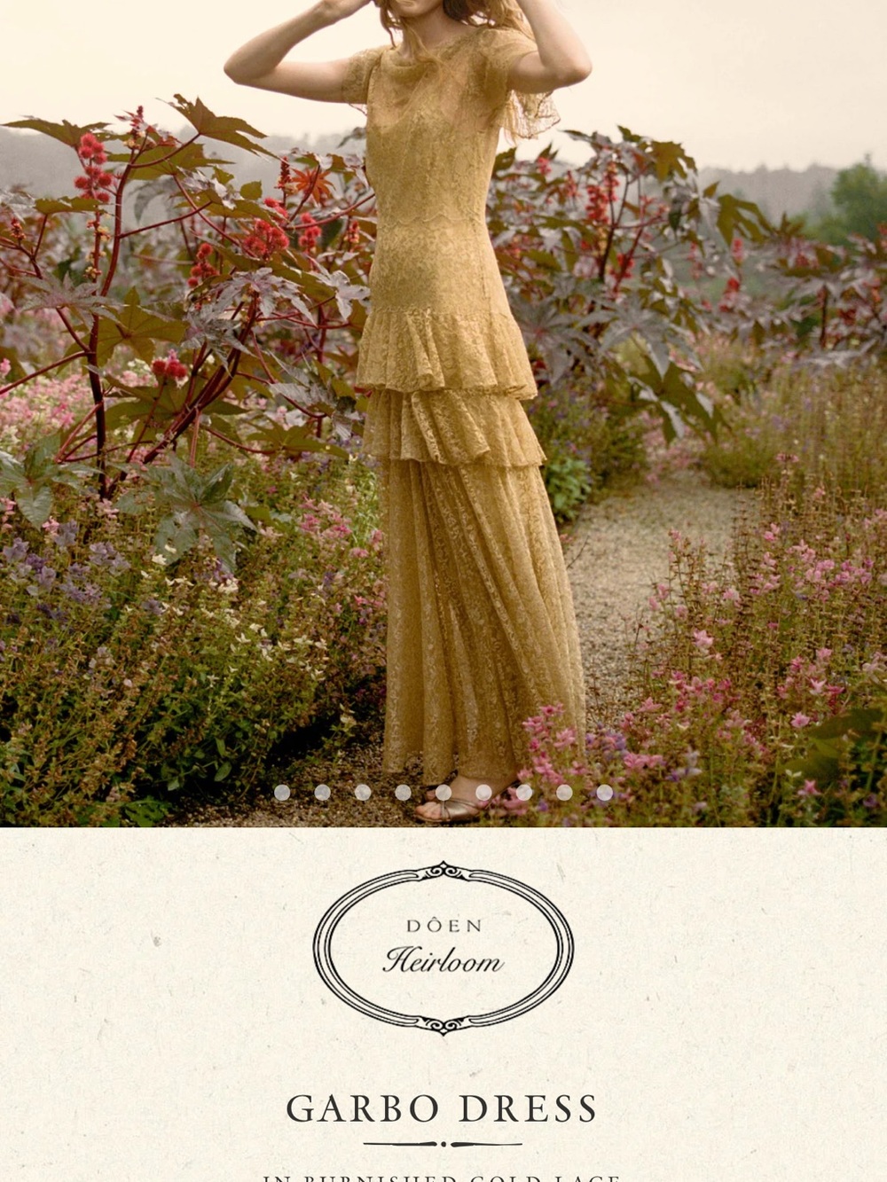 Doen Gold Lace Tiered Garbo Dress